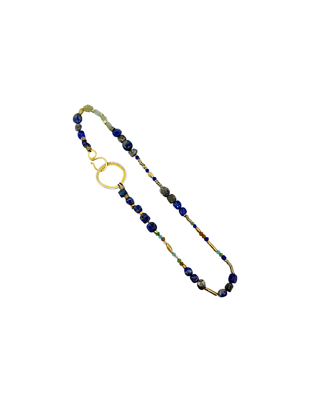 ARTIZ | 'Spring Necklace Collection’ (3) | Lapis lazuli / antique glass / bronze