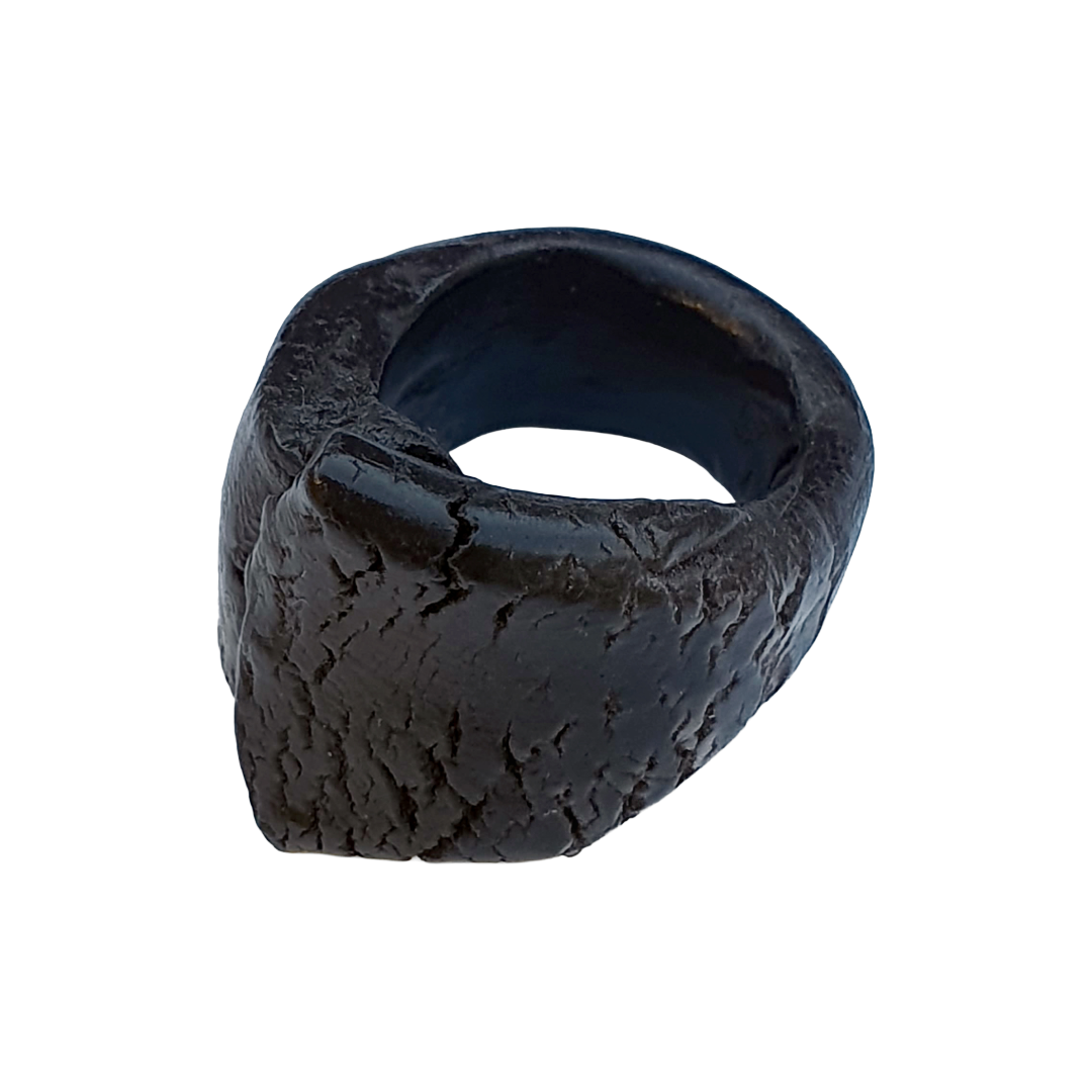 MALKI STUDIO | | ‘Basalt ring 3’ | Handmade | high fired black clay