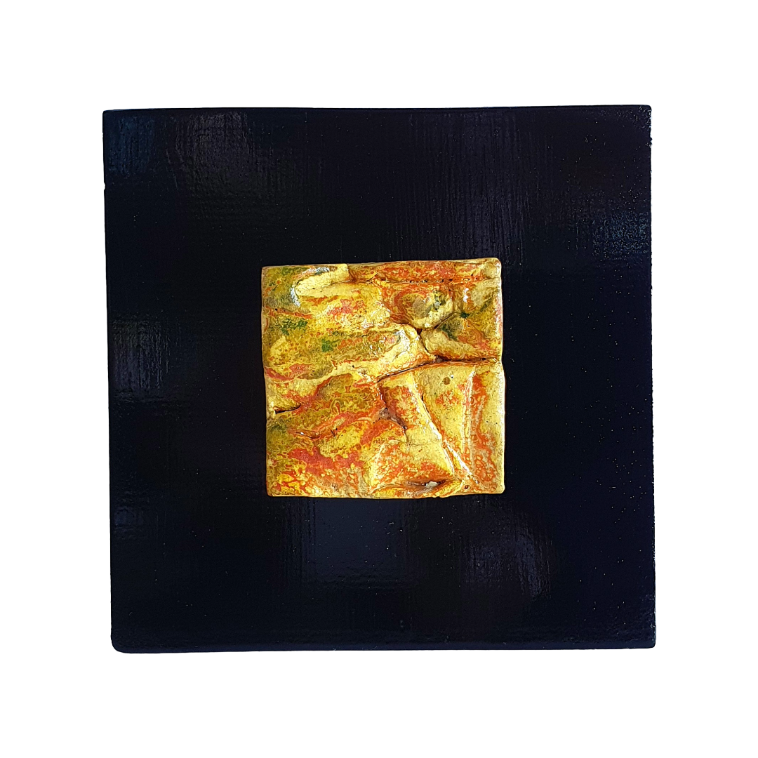 MALKI STUDIO | 'Traces of Time 5' | Ceramic wall art on board | Multiple glaze firings
