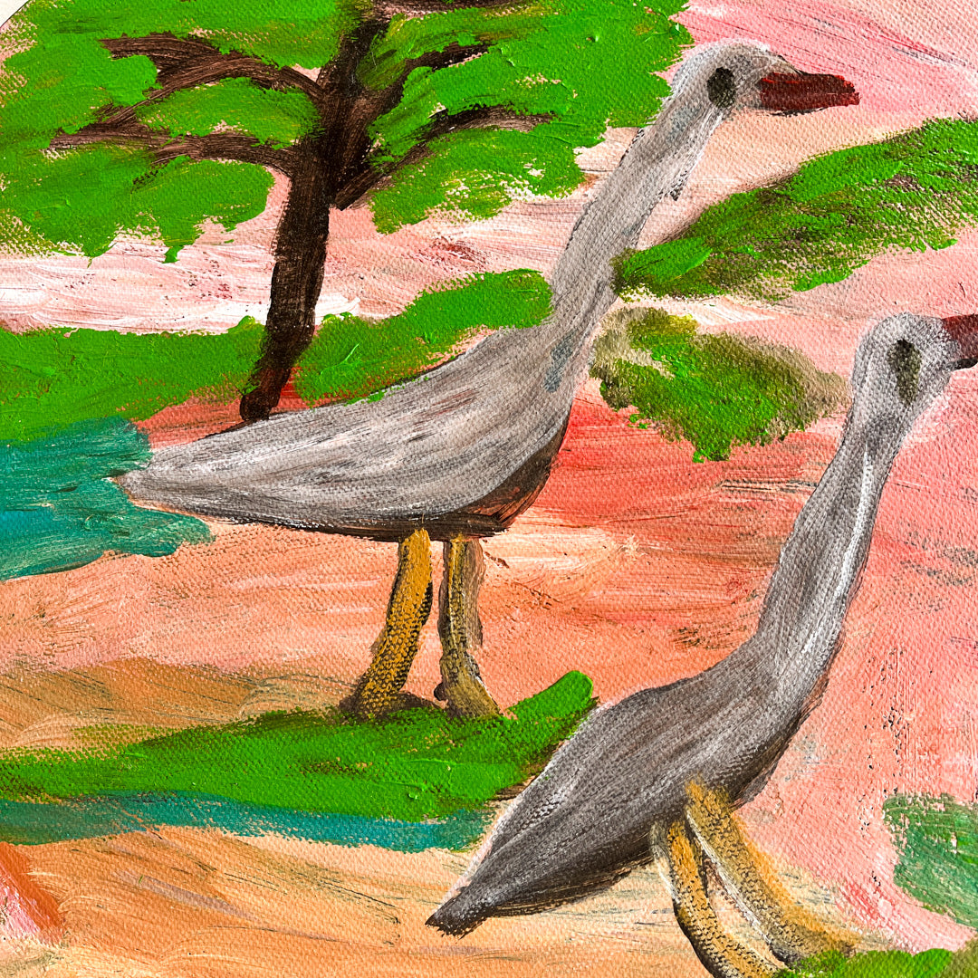DOLLY LOOGATHA | ‘Birds Taking A Walk’ | Acrylic on board