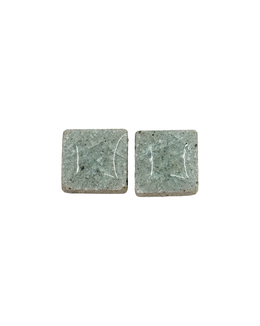 MISA. CO | ‘Light Blue #3 - Rhombus Ceramic Stud Earrings’ | Smoke-fired / Japanese clay / Surgical stainless steel fittings