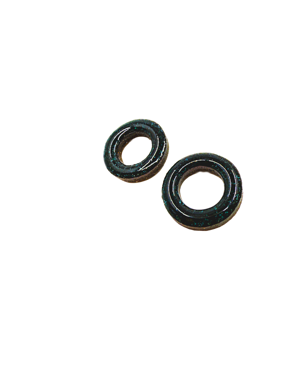 MISA. CO | ‘Ceramic Loop Earrings’ | Black Japanese Clay with Turquoise Glaze / Surgical stainless steel fittings