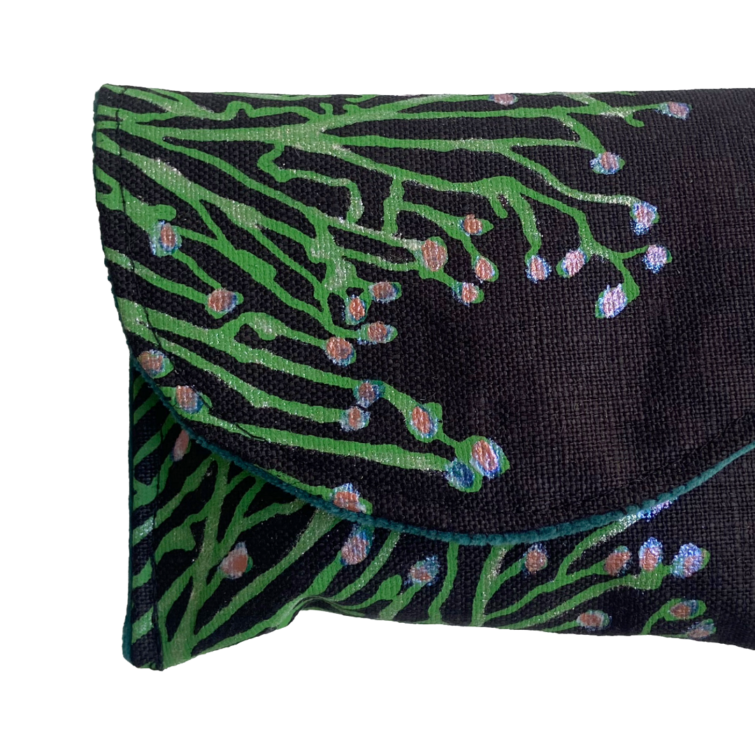 JUST BEE DESIGNS | ‘Pink Tip Coral’ Pouchlet / Wallet’ | Pure linen / handprinted + painted