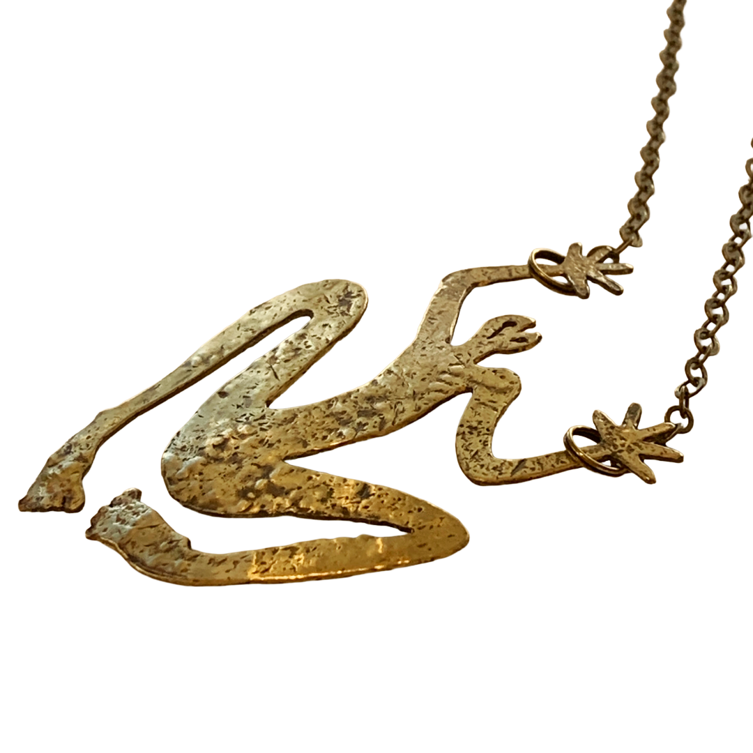 ARONE MEEKS | "Arone Figure Necklace- Brass' | Lasercut + hand textured pendant | brass chain