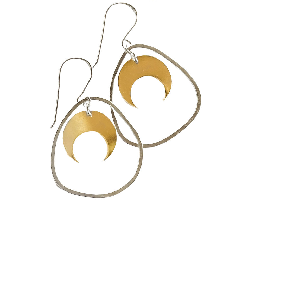 BREATH AND ESSENCE | ‘Organic Hoops with Moon earrings’ | 925 silver