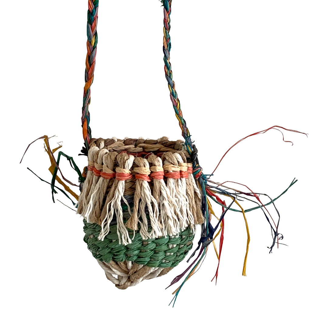 PAULA SAVAGE - Moa Island | 'Migi Bag #447' | Woven rafia + jute | 10 x 10 cm