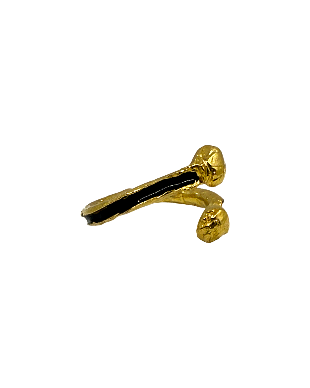 ARTIZ | 'Golden Black Ring' | Gold plated bronze / orange enamel