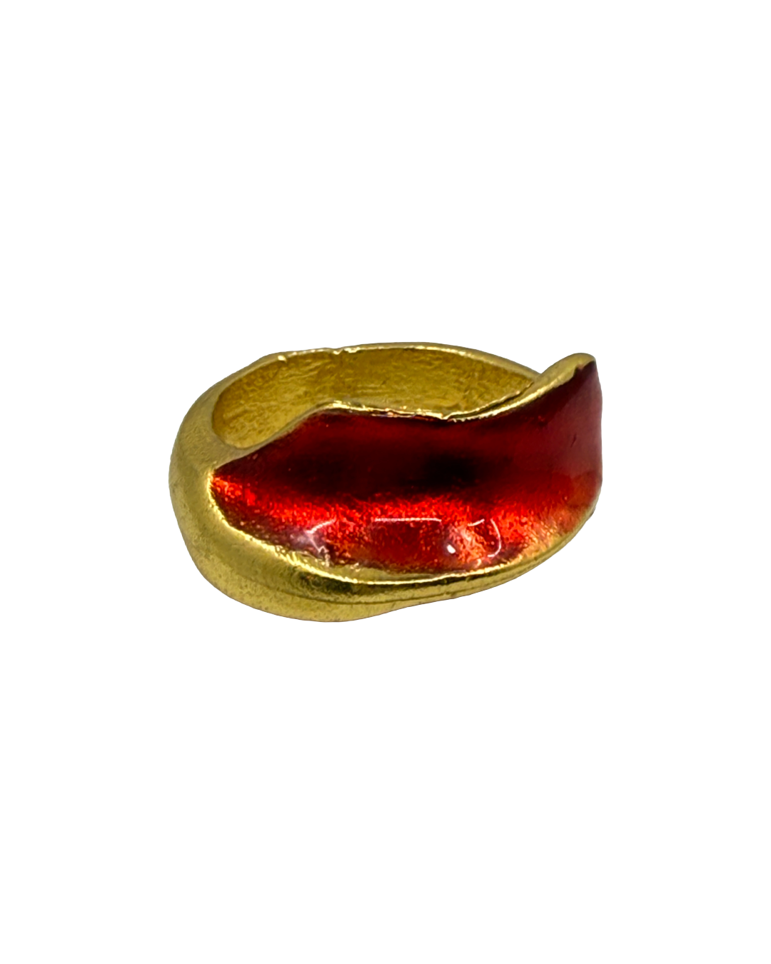 Red Enamel Ring - Small' | Gold plated bronze