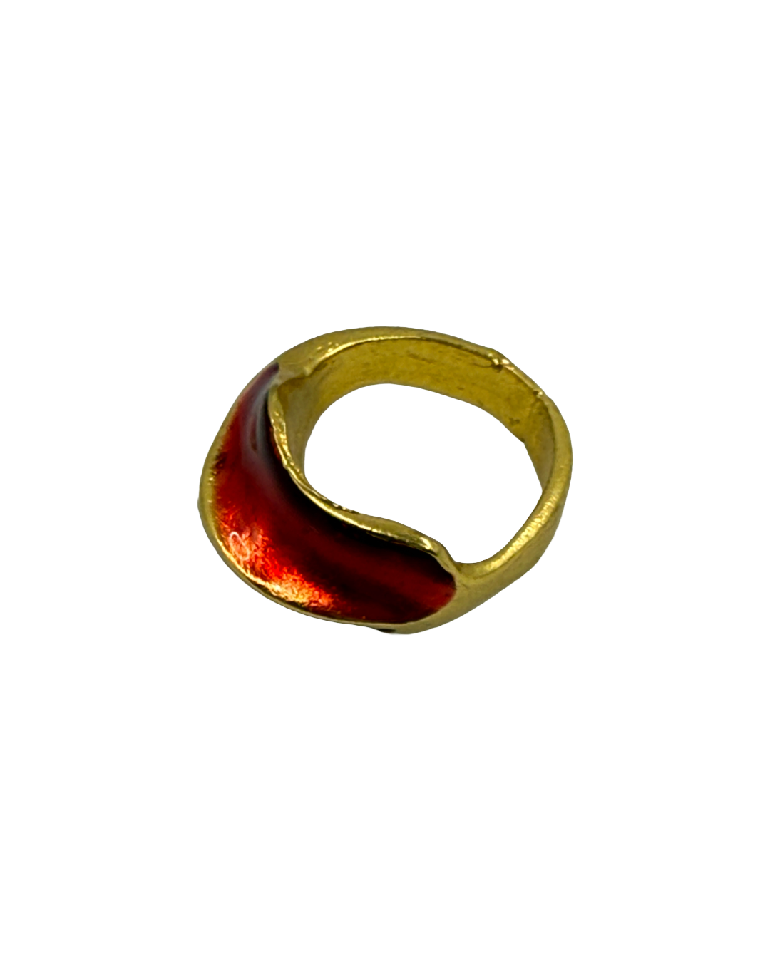 Red Enamel Ring - Small' | Gold plated bronze