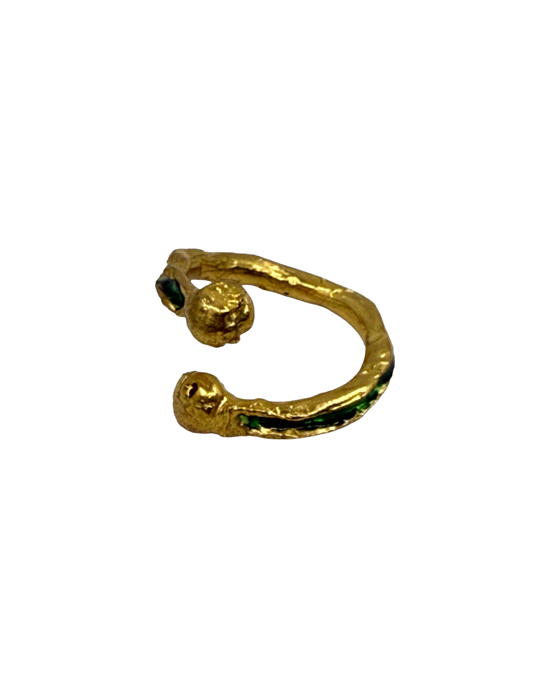 ARTIZ | 'Golden Green Ring' | Gold plated bronze / green enamel