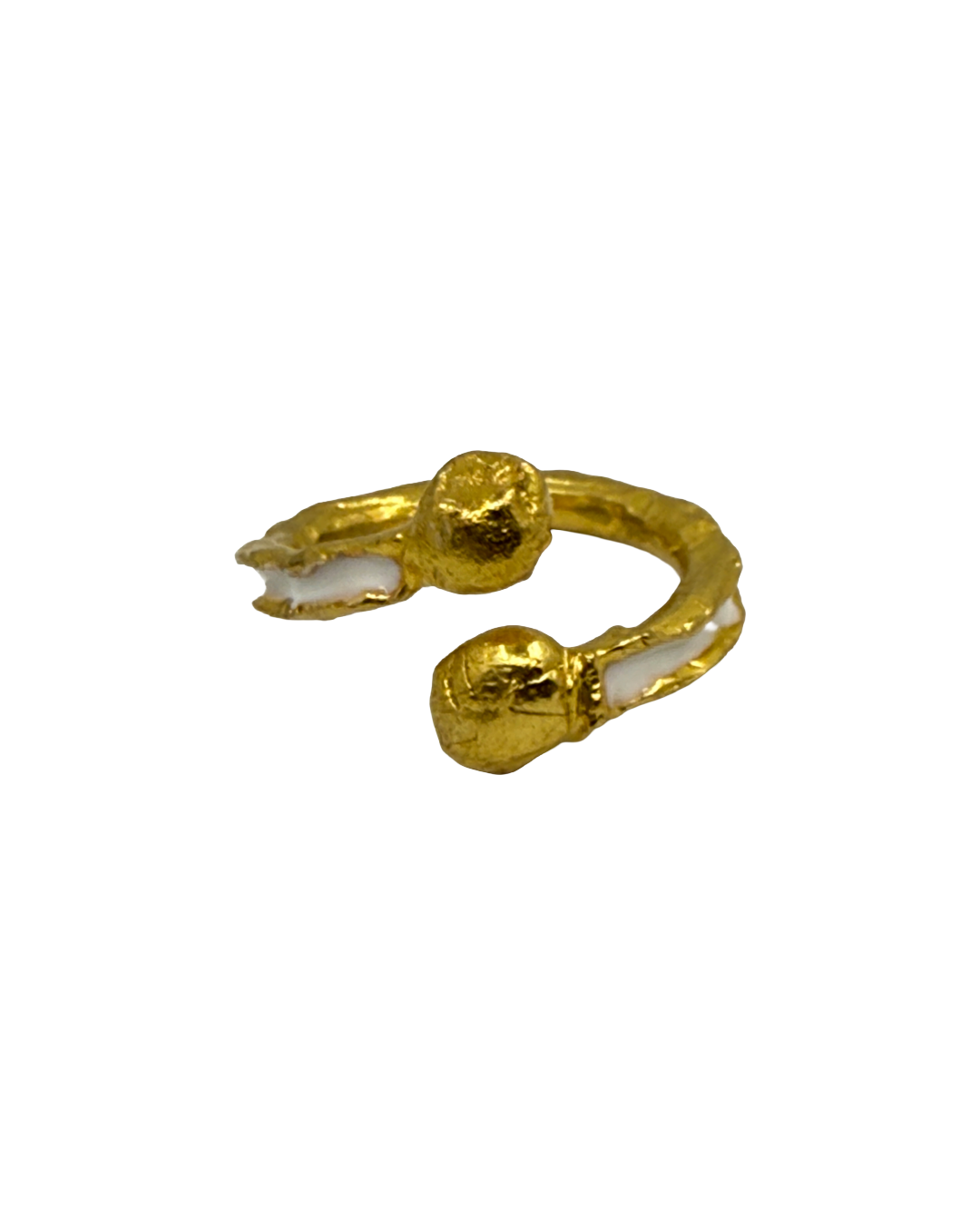 ARTIZ | 'Golden White Ring' | Gold plated bronze / white enamel