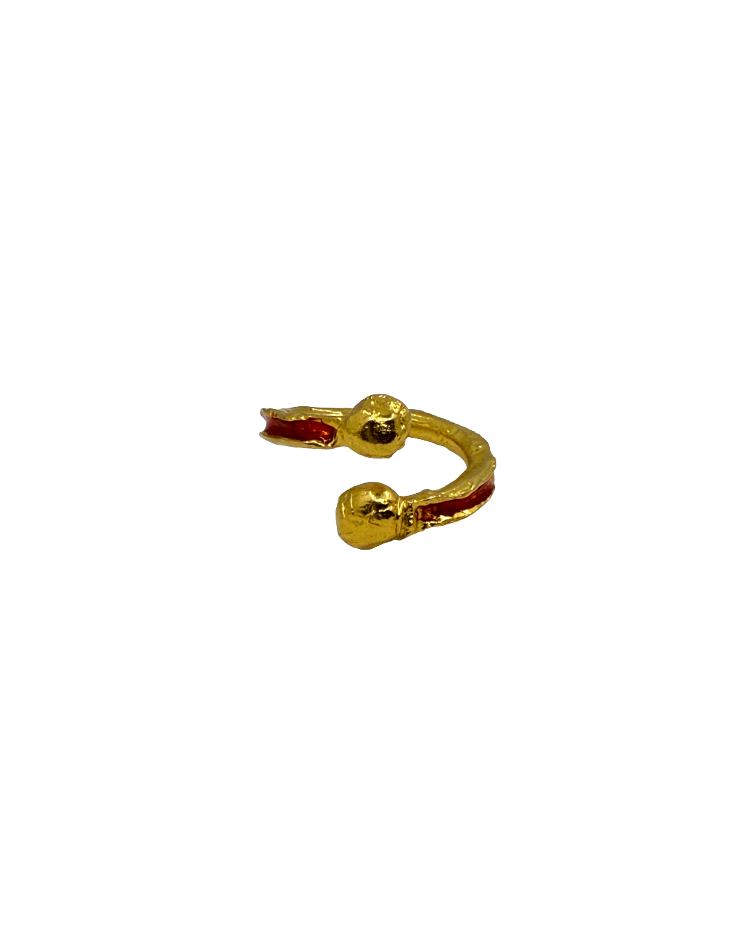 ARTIZ | 'Golden Red Ring' | Gold plated bronze / red enamel