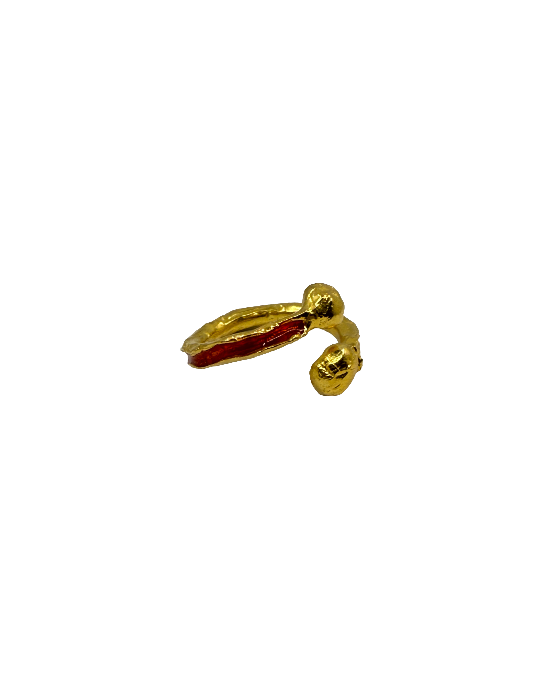 ARTIZ | 'Golden Red Ring' | Gold plated bronze / red enamel