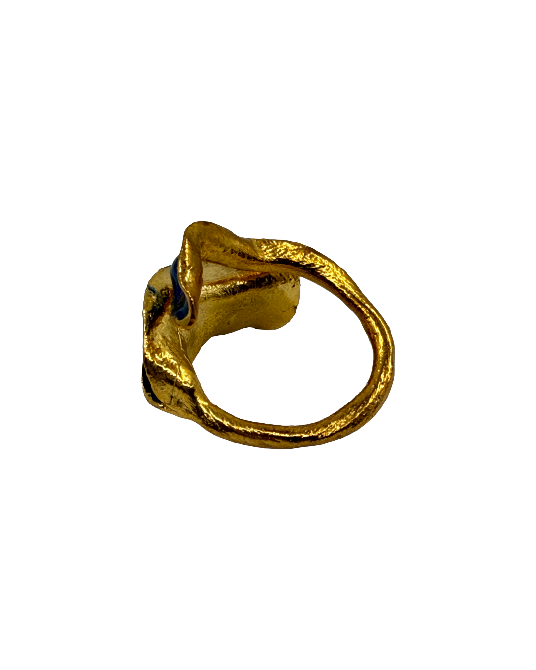 ARTIZ | 'Blue Enamel Leaf Ring ' | Gold plated bronze