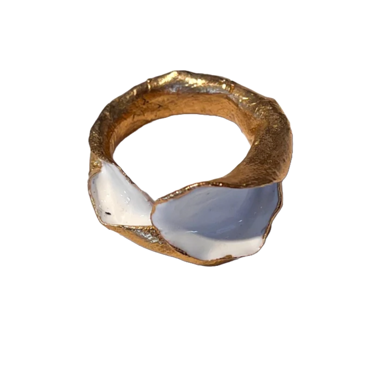 ARTIZ | 'White Enamel Ring' | Small | Bronze
