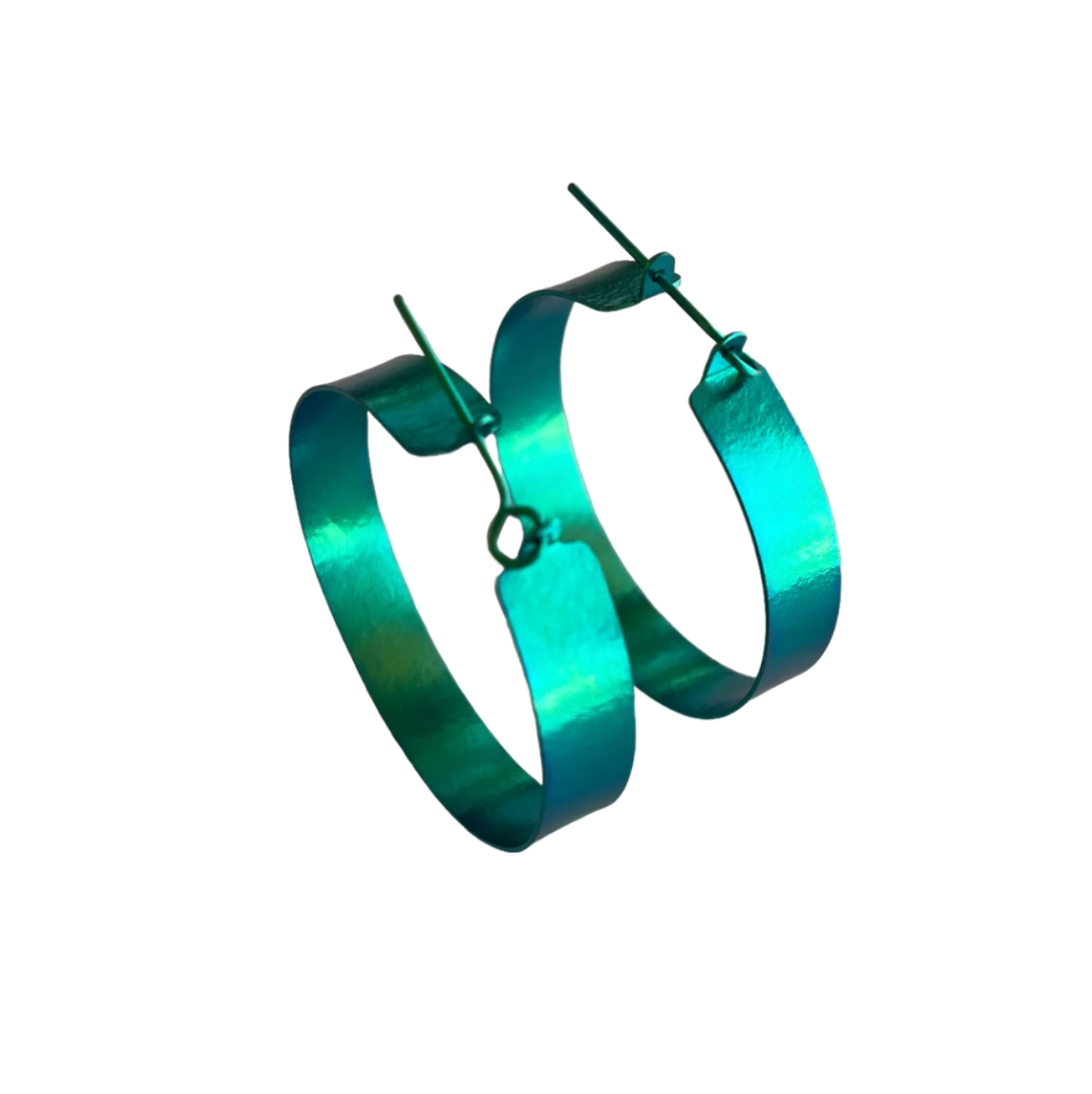 FAR NORTH STUDIO | ‘Hoop earrings – Aqua’ | Titanium