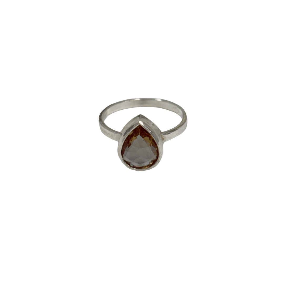 ARTIZ | 'Faceted Gem Ring' | Teartrop stone | Silver / tourmaline