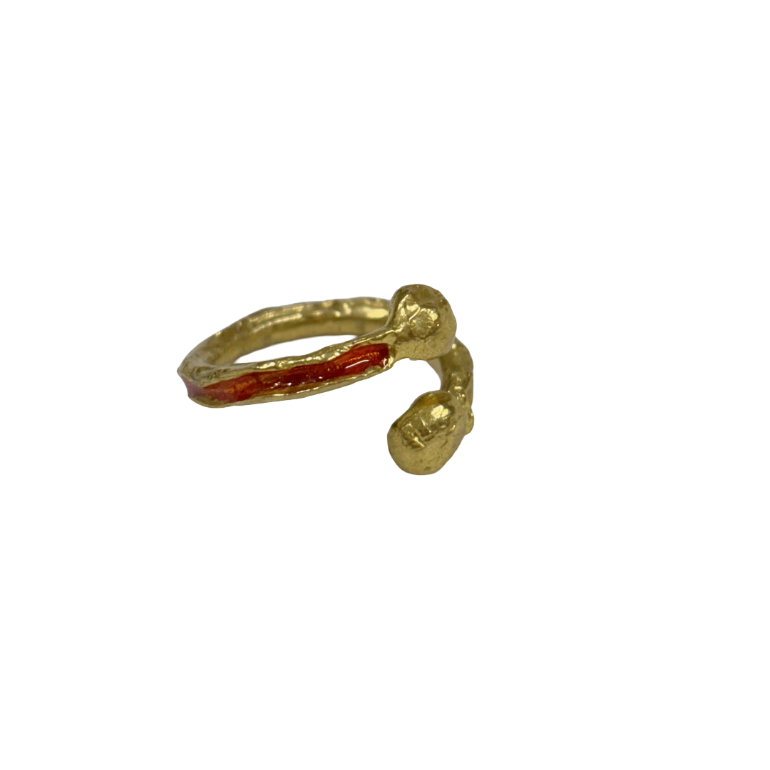 ARTIZ | 'Orange Split Ring' | Gold plated bronze / enamel