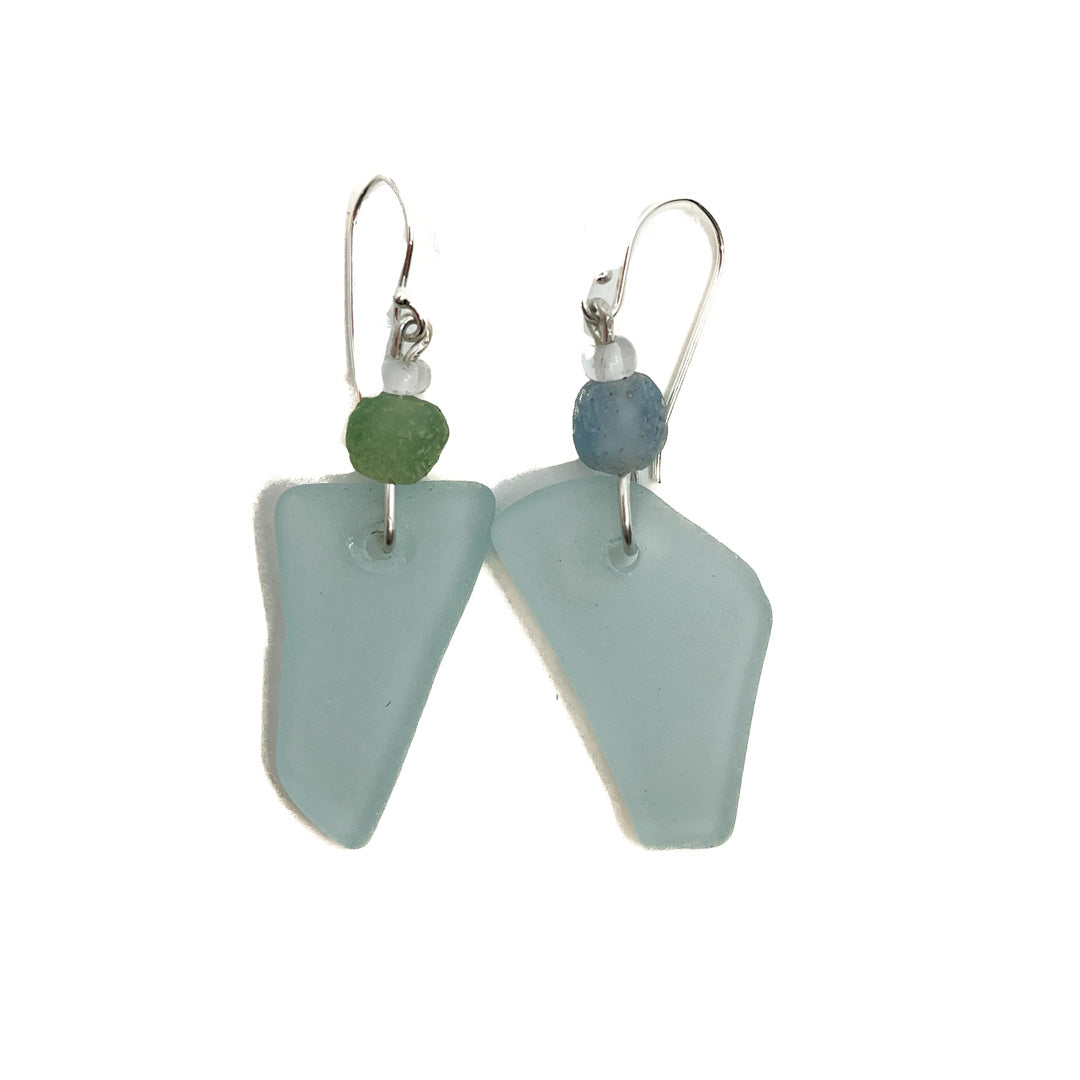 WILD THINGS | ‘Heart of Glass Earrings – Ice Blue (3)’ | Beach + re-cycled glass