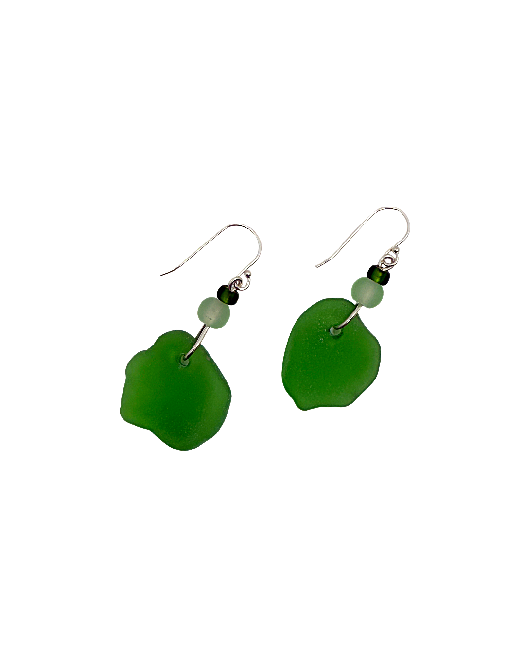 WILD THINGS | ‘Heart of Glass Earrings – Green (3)’ | Beach + re-cycled glass