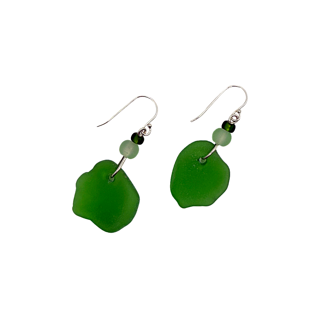 WILD THINGS | ‘Heart of Glass Earrings – Green (3)’ | Beach + re-cycled glass