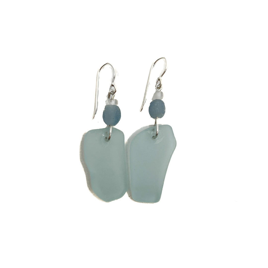 WILD THINGS | ‘Heart of Glass Earrings – Ice Blue (2)’ | Beach + re-cycled glass