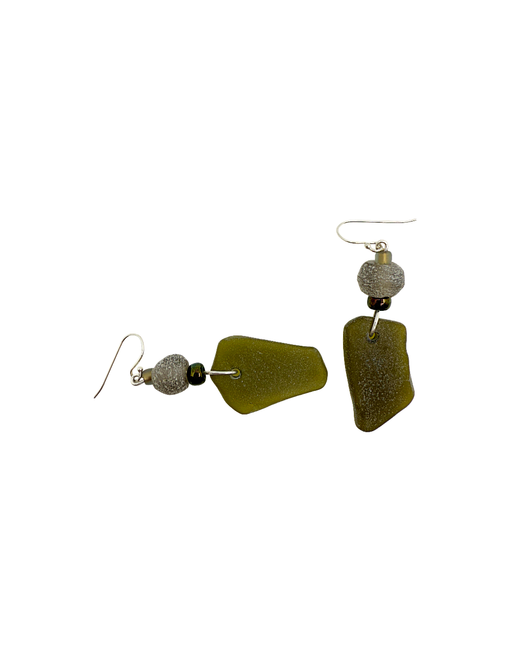 WILD THINGS | ‘Heart of Glass Earrings – Olive ’ | Beach + re-cycled glass