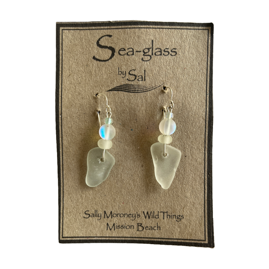 WILD THINGS | ‘Sea-glass Earrings’ | Sterling Silver / beach + recycled glass
