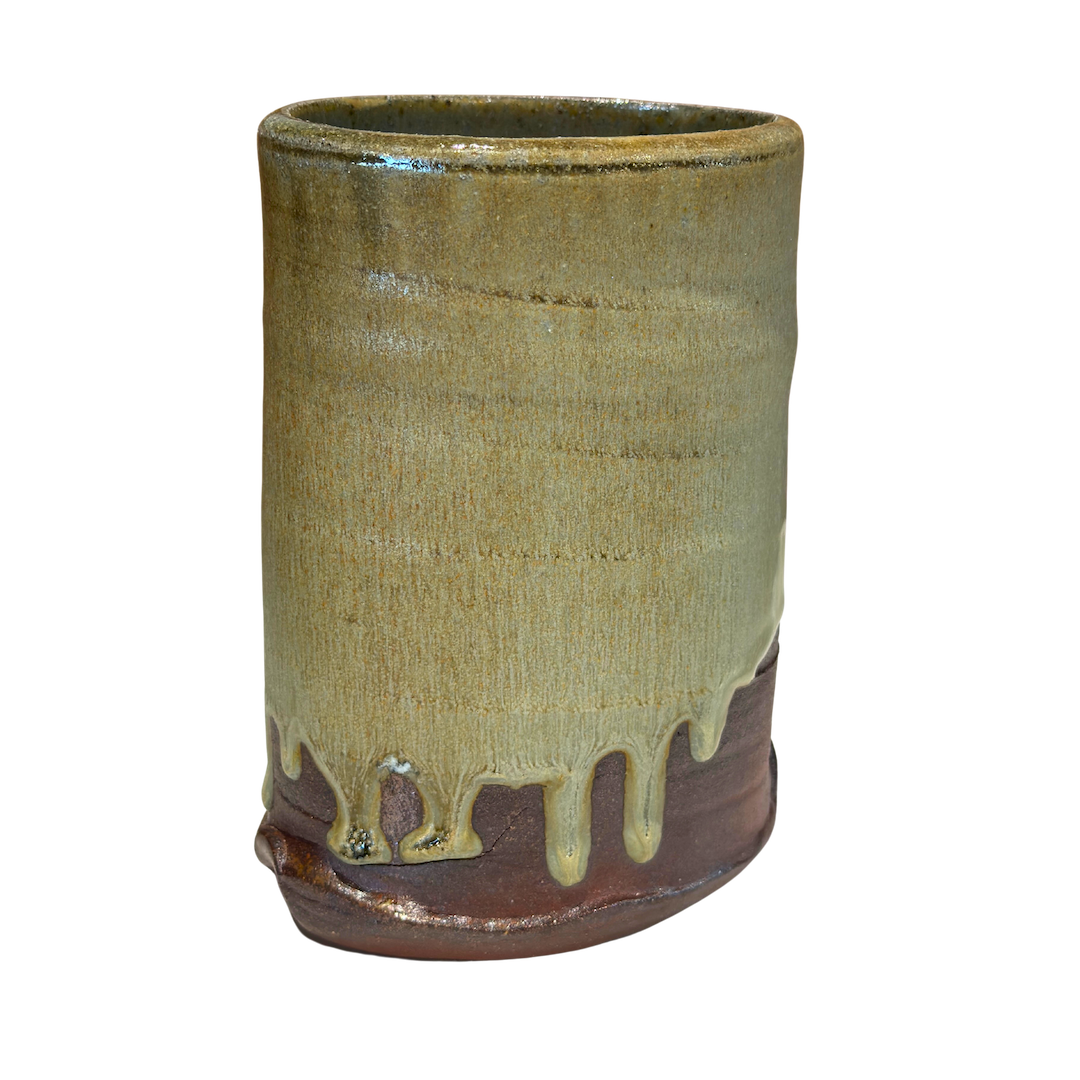 SERVICE CERAMICS | ‘Thrown + Altered Vase’ | Ash Glaze / woodfired in India stoneware