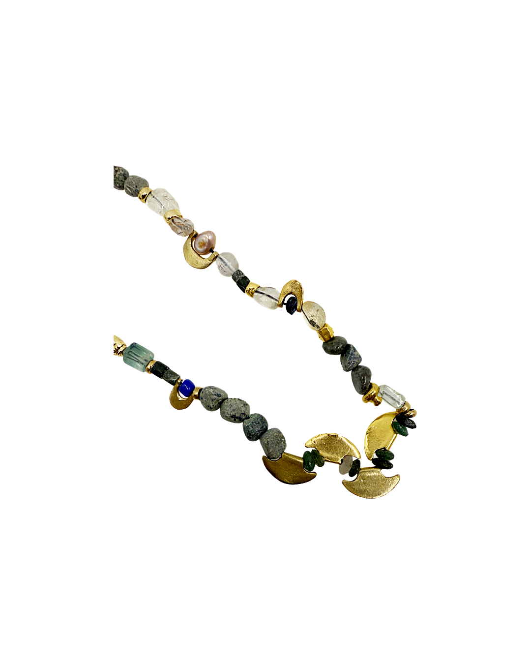 ARTIZ | 'Spring Collection Necklace – Short (7)’ | Citrine / African turquoise / bronze / fluorite