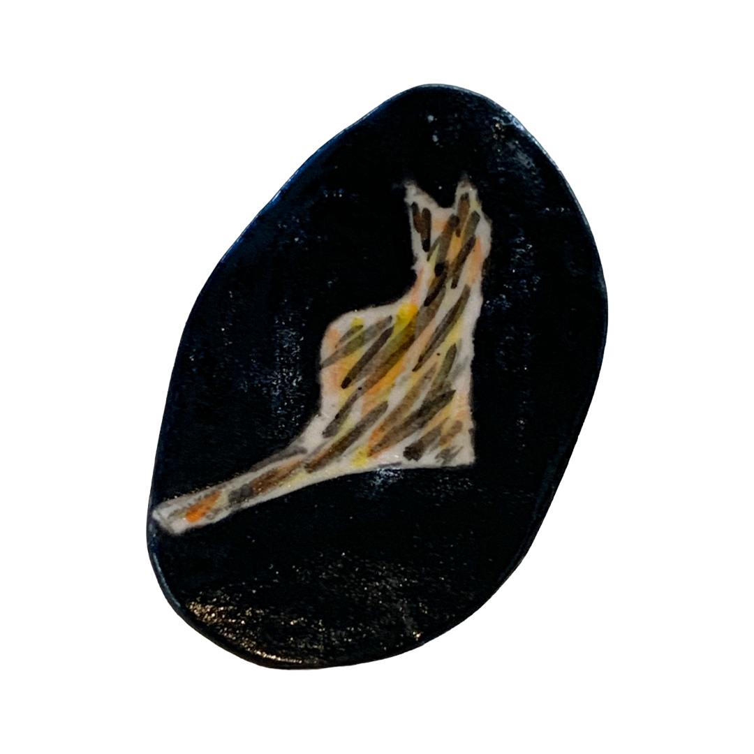 TEGAN KOSTER | 'Spunky the Cat' Medium Brooch #6 | Hand painted ceramic brooch