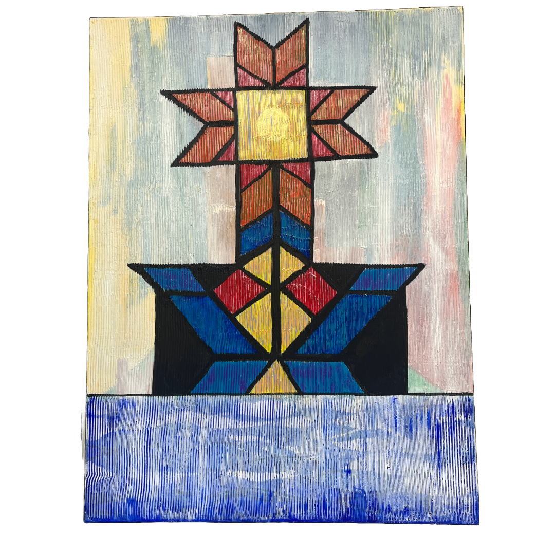 ROBERT TOMMY PAU | 'Wer (Star Weave Design)' | Acrylic on canvas