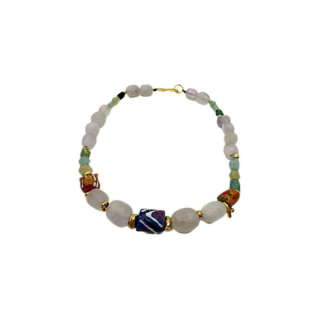 ARTIZ | 'Autumn Collection (9)' Necklace (short) | African glass/ancient Roman glass/flourite