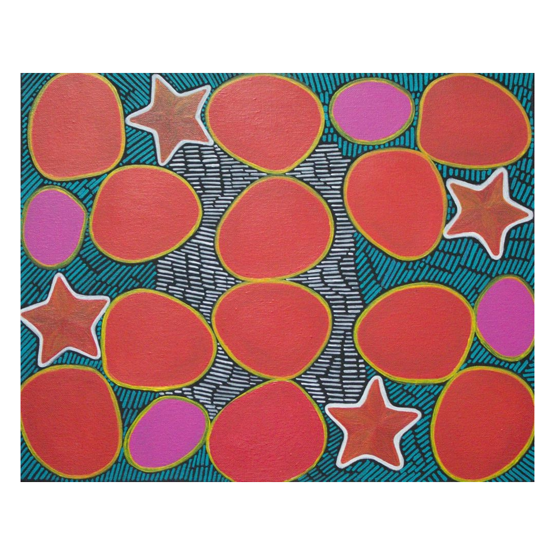 AGNES KOHLER | 'Starfish and Sea Urchin Skeleton ' | Acrylic on linen | 40.5 h x 51 w cm