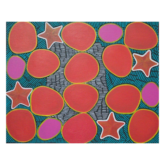 AGNES KOHLER | 'Starfish and Sea Urchin Skeleton ' | Acrylic on linen  | 40.5 h x 51 w cm