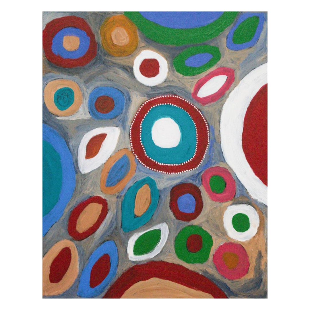 ELSIE GABORI | ‘Stone Fish Trap’ | 2021 | Acrylic on Belgian linen | 50 h x 40 w cm