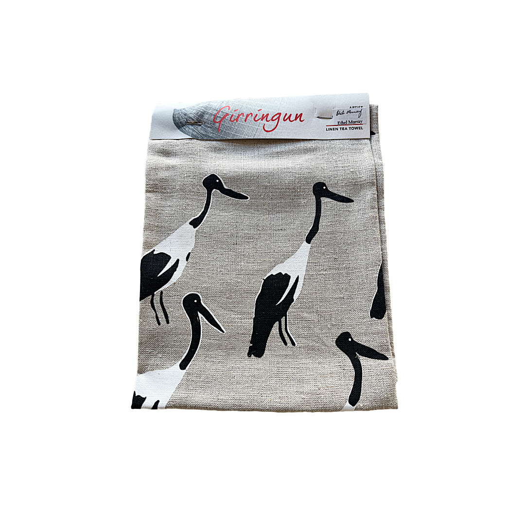 ETHEL MURRAY - Girringun Art Centre | 'Jabiru' | Linen tea towel