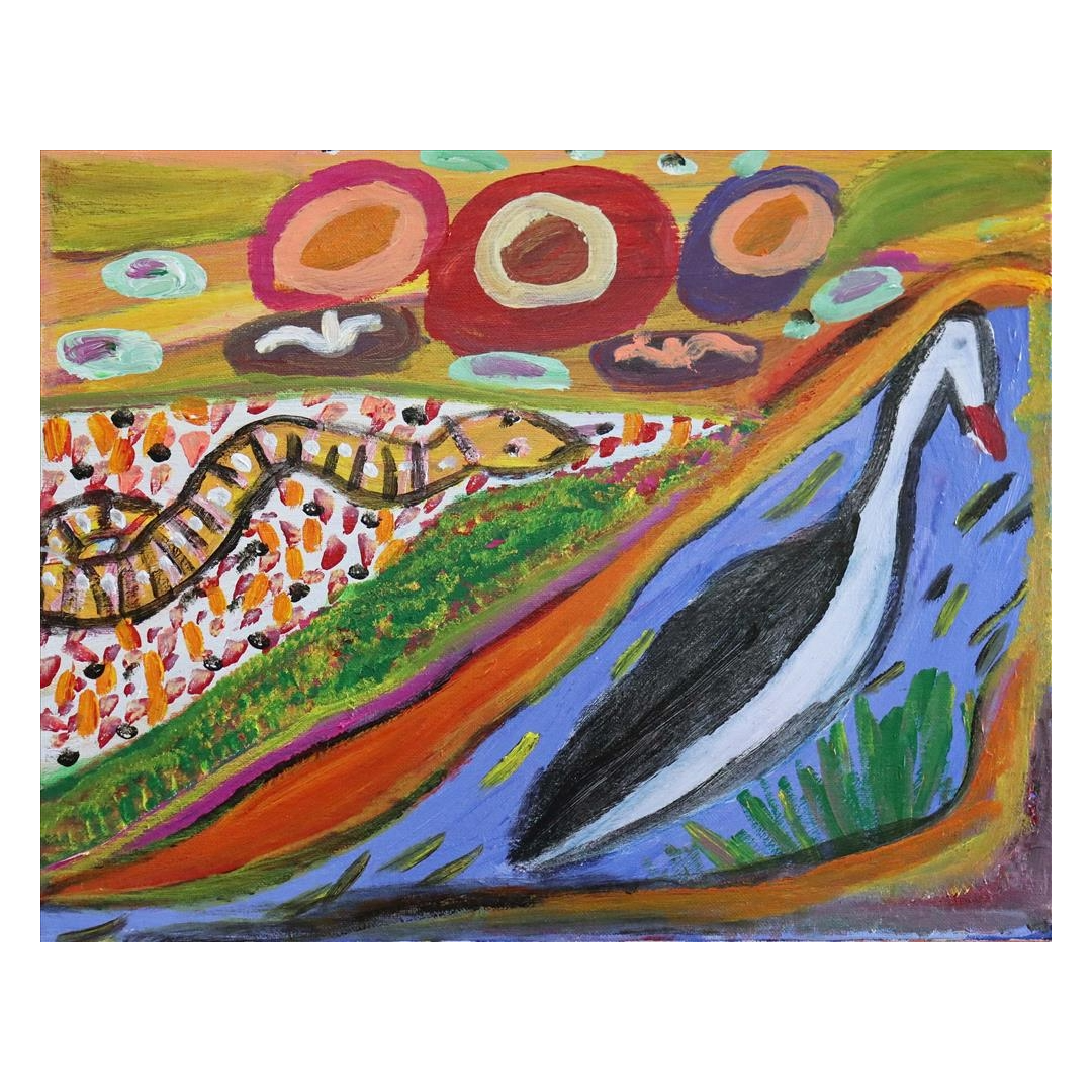 DOLLY LOOGATHA | ‘Thundi’ (3) | Painting / acrylic on belgium linen | 40.5 h x 51 w cm