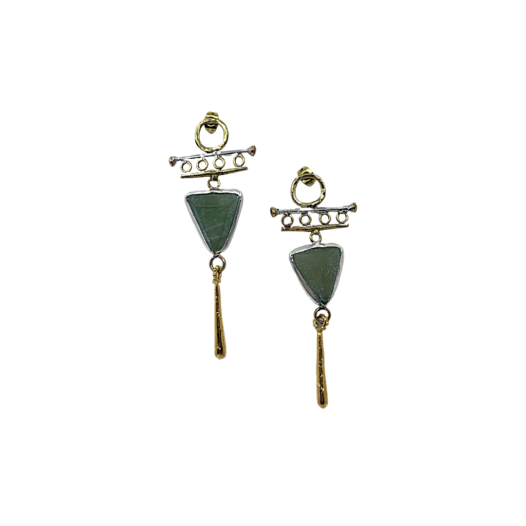 ARTIZ | 'Autumn Collection (41)' Earrings | Jade/bronze/silver