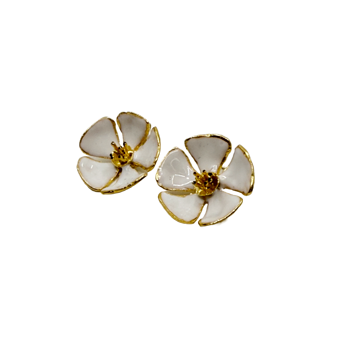 ARTIZ | 'Autumn Collection (48)' Earrings | White enamel /bronze