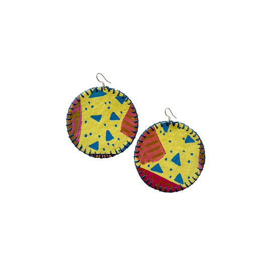 MUM’A NAI | ‘Colossal Charms – Colour Me Happy #9’ | Upcycled blue cotton material + acrylic on canvas