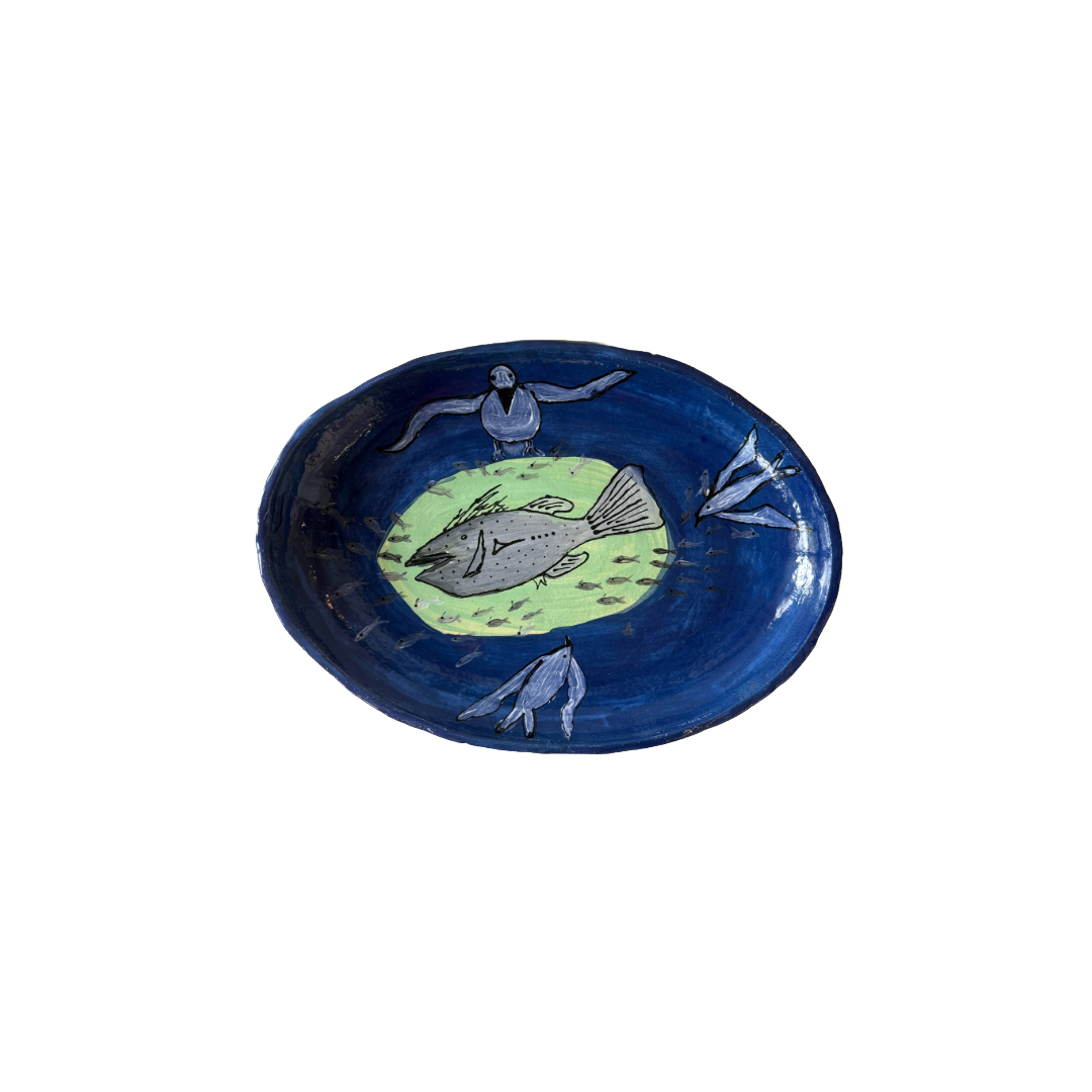 SANDRA KADDY- NPA Art Centre | ‘Ocean Plate’ | Hand-painted ceramic plate
