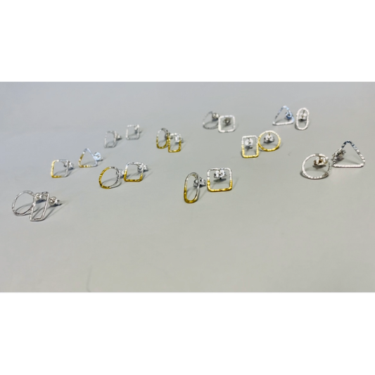 LEXI DE CORA | 'Mix + Match Stud Earrings' |  Sterling silver / gold plate dip