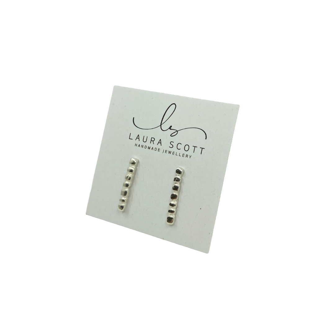 LAURA SCOTT HANDMADE JEWELLERY | 'Tidal Flow Sandcast Stick Studs' | 925 Sterling Silver