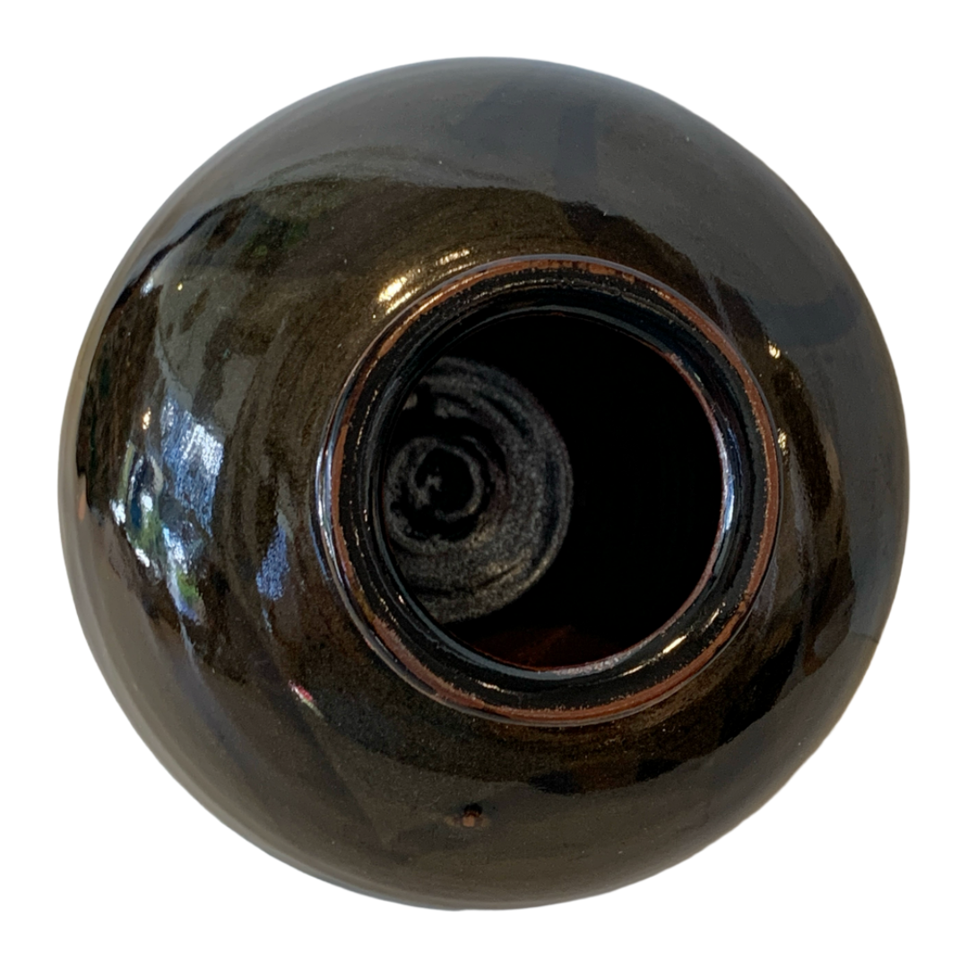 SERVICE CERAMICS | ‘Rounded Green Brushed Vase- Large' | Wheel-thrown ceramics