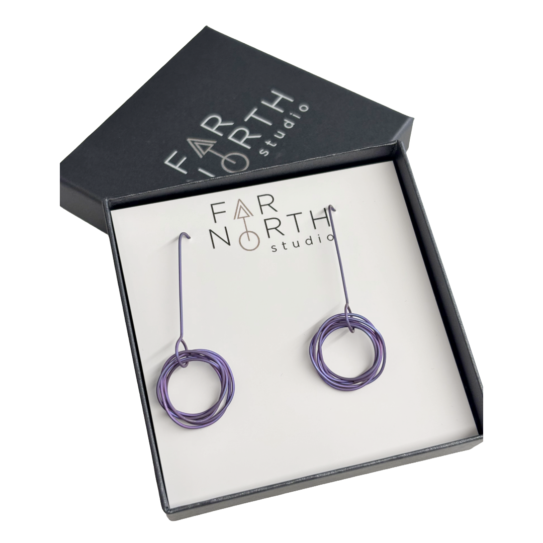 FAR NORTH STUDIO | ‘Orbit Earrings' | Purple titanium / small