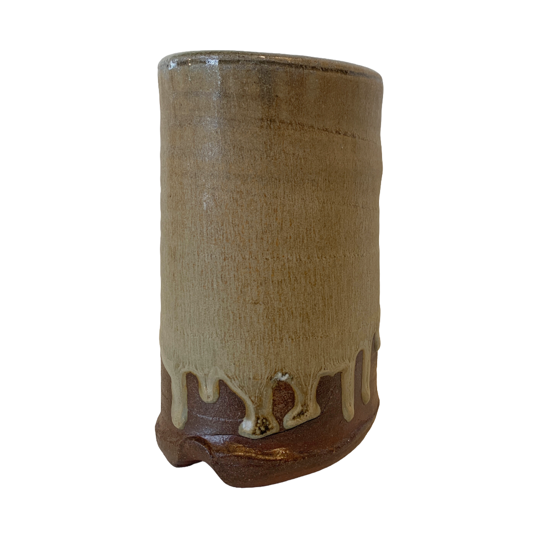 SERVICE CERAMICS | ‘Thrown + Altered Vase’ | Ash Glaze / woodfired in India stoneware