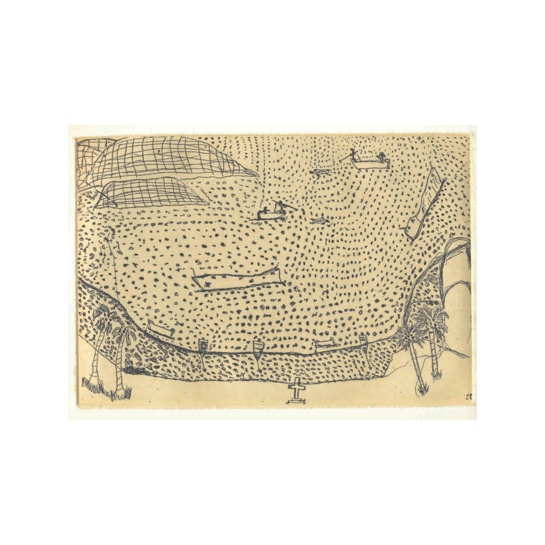 RUBEN AMBRYM | 'Yarrabah Bay Turtle Hunting' | Etching with Chine Colle