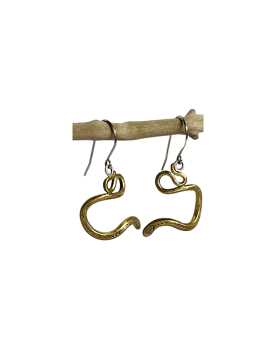KATE HUNTER | 'Python Protect’ | Earrings | Brass / patina / 925 silver
