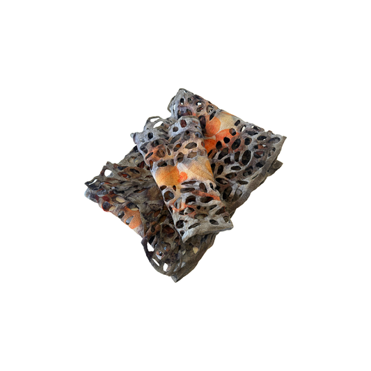 BIRDTRIBE WEARABLE ART | 'Native Plant Dyed Felted Scarf' | Wool blend